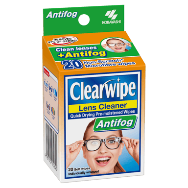 CLEARWIPE ANTIFOG LENS CLEANER WIPES 20 PACK