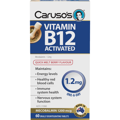 CARUSOS VITAMIN B12 ACTIVATED 60 TABLETS