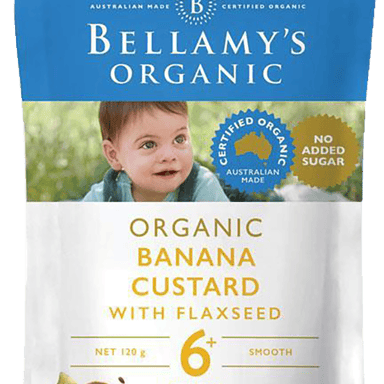 BELLAMYS ORGANIC BANANA CUSTARD WITH FLAXSEED TUBE 120G