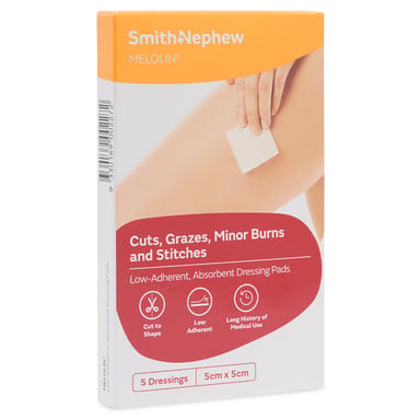 MELOLIN DRESSING 5CM X 5CM 5 PACK