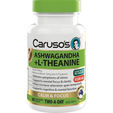 CARUSOS ASHWAGHANDA + L-THEANINE 60 TABLETS