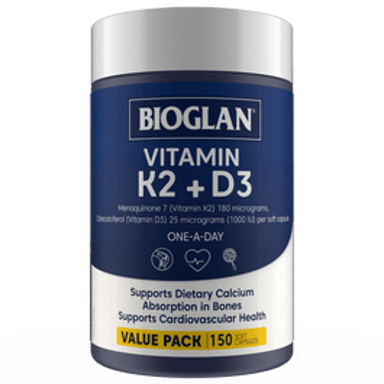 BIOGLAN VITAMIN K2 + D3 150 CAPSULES