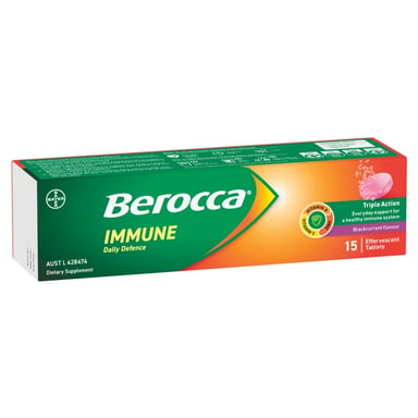 BEROCCA IMMUNE EFFERVESCENT BLACKCURRANT TABLETS 15 PACK