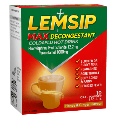 LEMSIP MAX DECONGESTANT HONEY GINGER SACHETS 10 PACK
