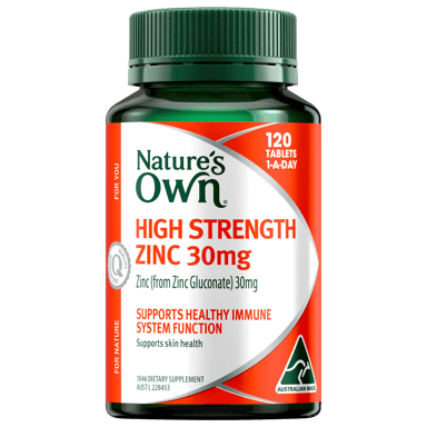 NATURES OWN HIGH STRENGTH ZINC 30MG 120 TABLETS