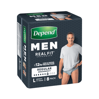 DEPEND MEN ADVANCED PROTECTION UNDERWEAR 7D LARGE 8 PACK
