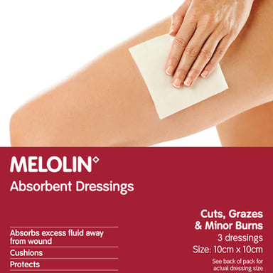MELOLIN DRESSING 10CM X 10CM 3 PACK