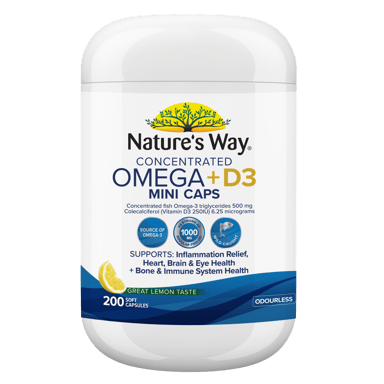 NATURES WAY OMEGA + D3 MINI  200 CAPSULES