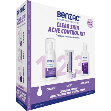 BENZAC 3 STEP CLEAR SKIN ACNE CONTROL KIT 60G