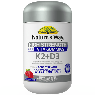 NATURES WAY HIGH STRENGTH ADULT VITA GUMMIES K2+D3 PASTILLES