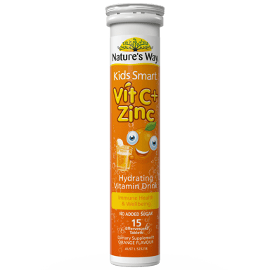 NATURES WAY KID SMART VIT C + ZINC EFFERVESCENT 15 TABLETS