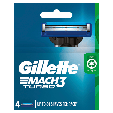 GILLETTE MACH3 TURBO REFILL BLADES 4 PACK