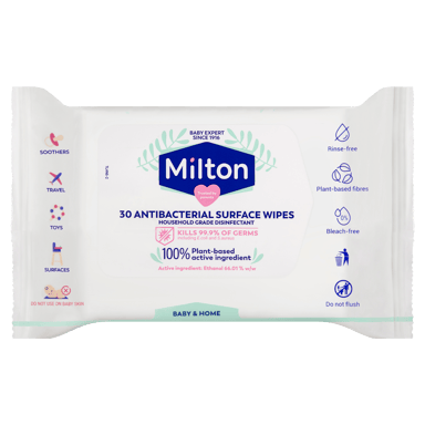 MILTON ANTIBACTERIAL WIPES 30 PACK