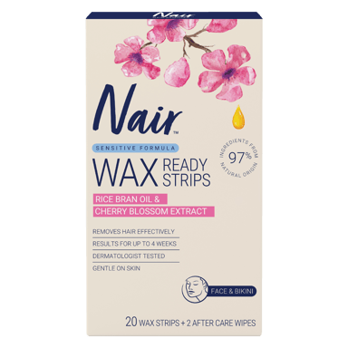 NAIR SENSITIVE WAX STRIPS MINI FACE & SENSITIVE AREAS 20 PACK