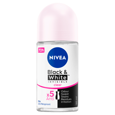 NIVEA WOMEN ANTIPERSPIRANT B&W INVISIBLE CLEAR 48H ROLL ON 50ML