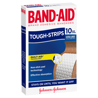 BAND-AID TOUGH STRIPS EXTRA LARGE 10 PACK
