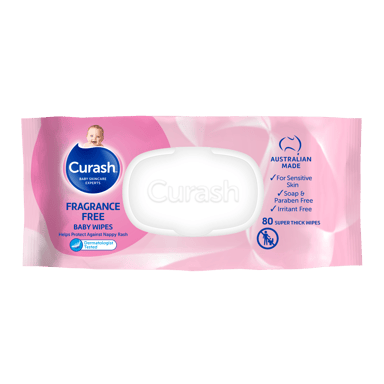 CURASH BABYCARE WIPES FRAGRANCE FREE 80 PACK