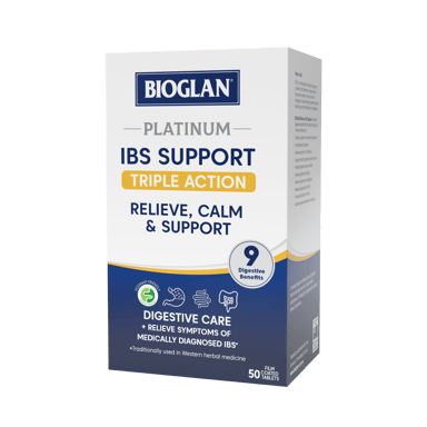 BIOGLAN PLATINUM IBS SUPPORT TRIPLE ACTION 50 TABLETS