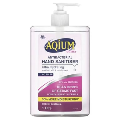 AQIUM ANTIBACTERIAL HAND SANITISER GEL ULTRA PINK 1 LITRE