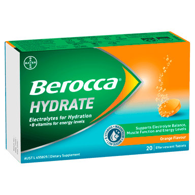 BEROCCA HYDRATE EFFERVESCENT ORANGE 20 TABLETS
