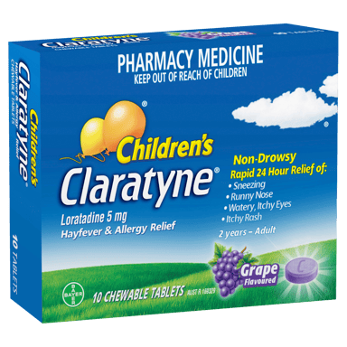 CLARATYNE CHILDRENS GRAPE 10 CHEWABLE TABLETS