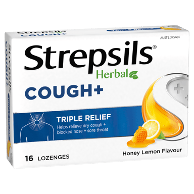 STREPSILS HERBAL COUGH  HONEY LEMON 16 LOZENGES