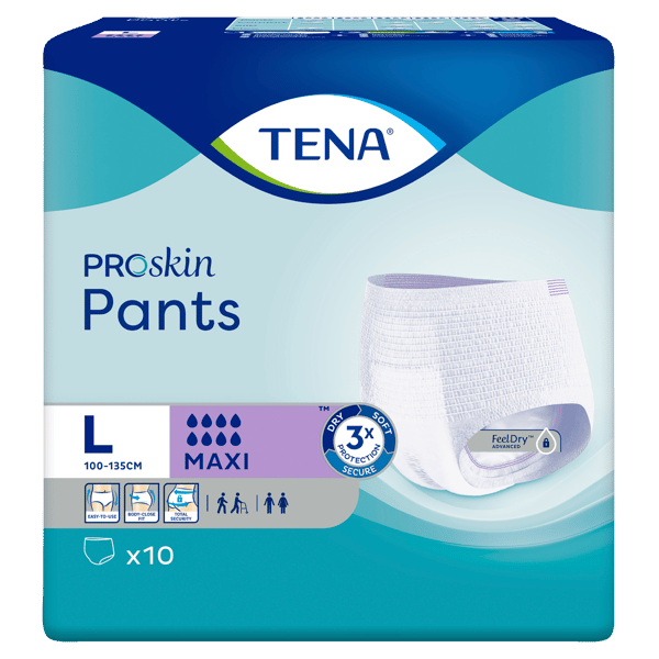 TENA PROSKIN PANTS MAXI 8D LARGE 10 PACK