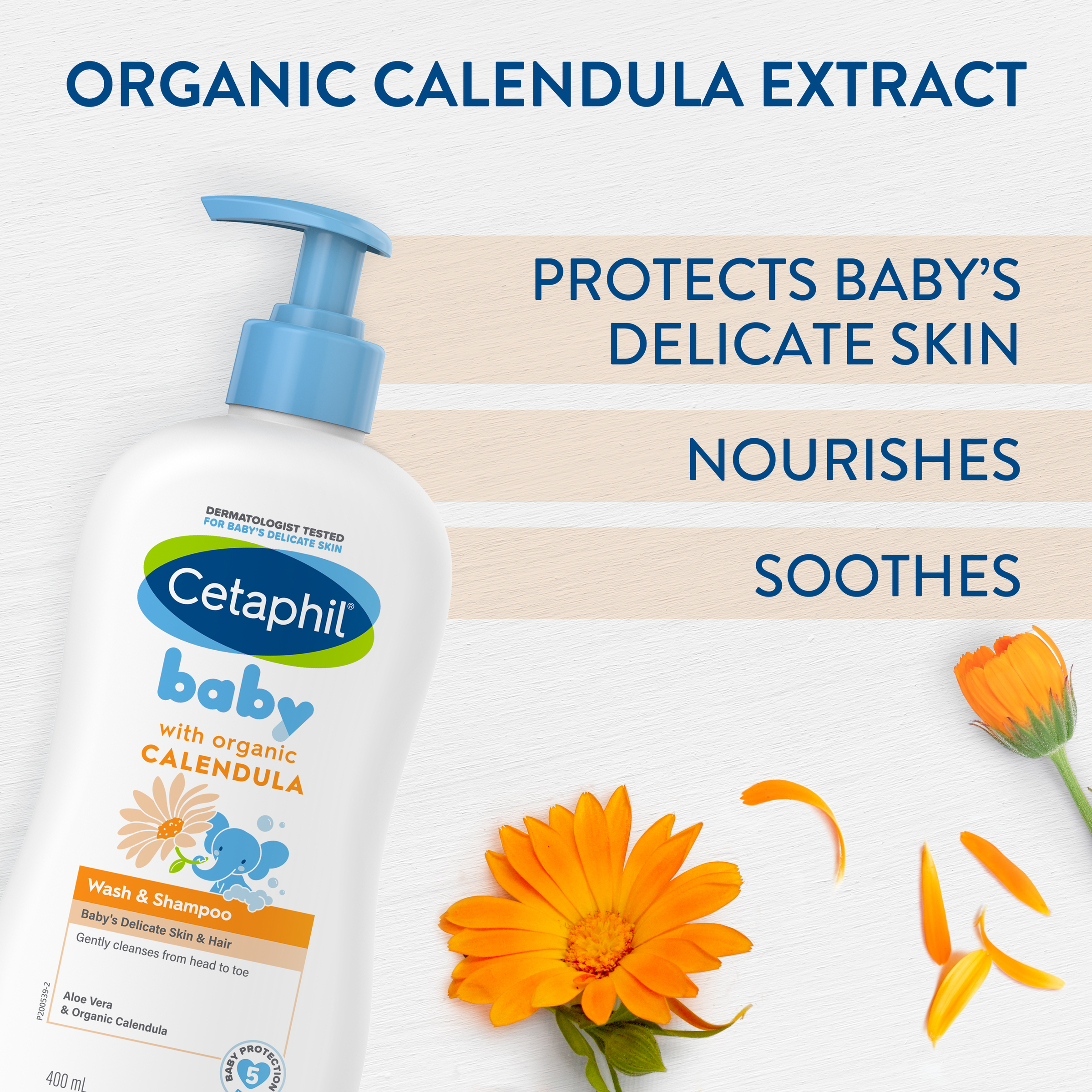 CETAPHIL BABY CALENDULA WASH & SHAMPOO 400ML - Image 3