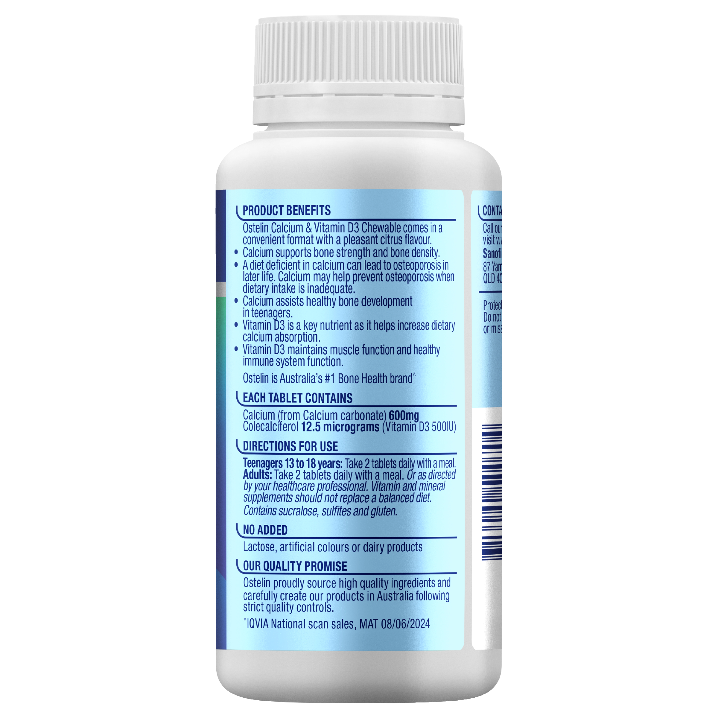 OSTELIN CALCIUM & VITAMIN D3 CITRUS 60 TABLETS - Image 4