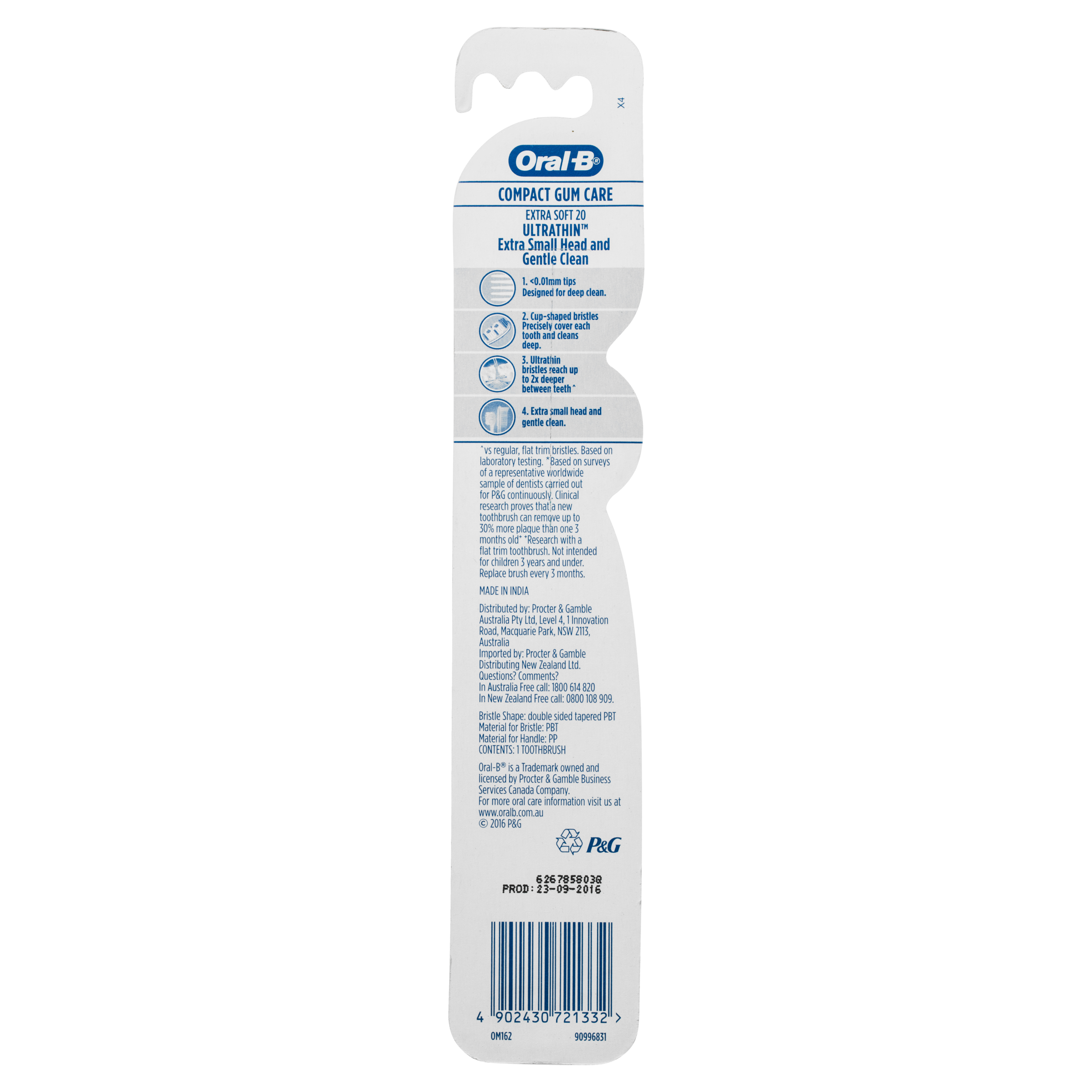 ORAL-B TOOTHBRUSH COMPACT GUM CARE ULTRATHIN EXTRA SOFT 1 PACK - Image 2