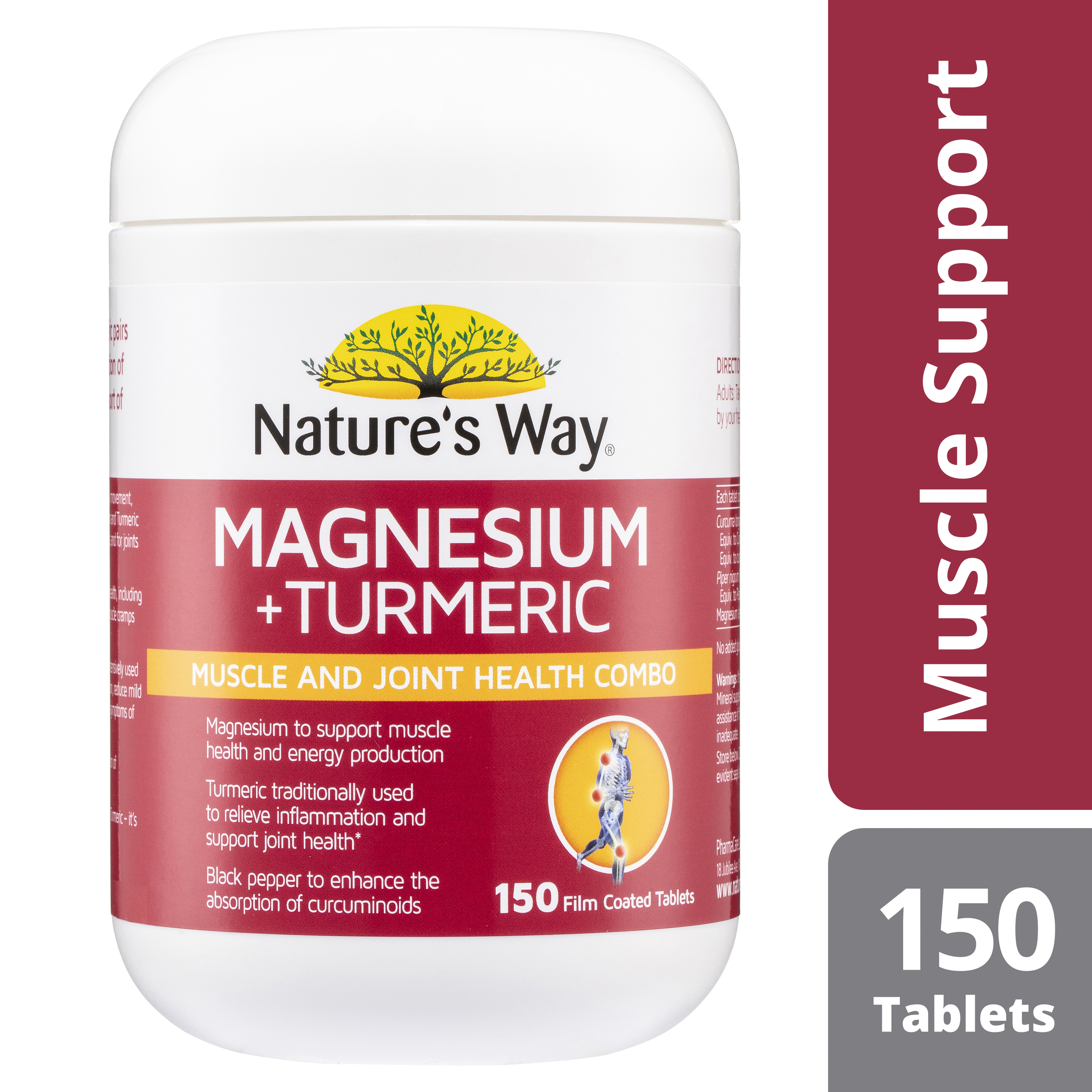 NATURES WAY MAGNESIUM + TURMERIC 150 TABLETS - Image 3