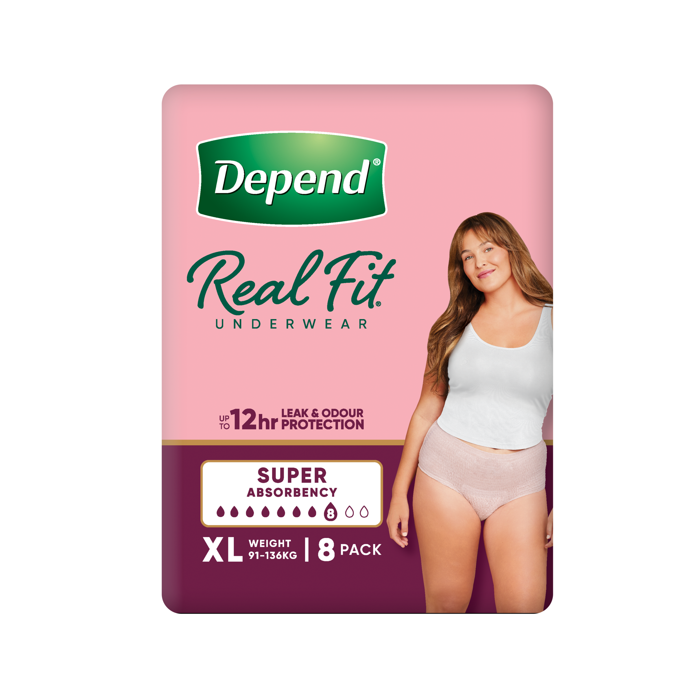 DEPEND WOMEN REAL FIT UNDERWEAR SUPER 8D X-LARGE 8 PACK - Image 2