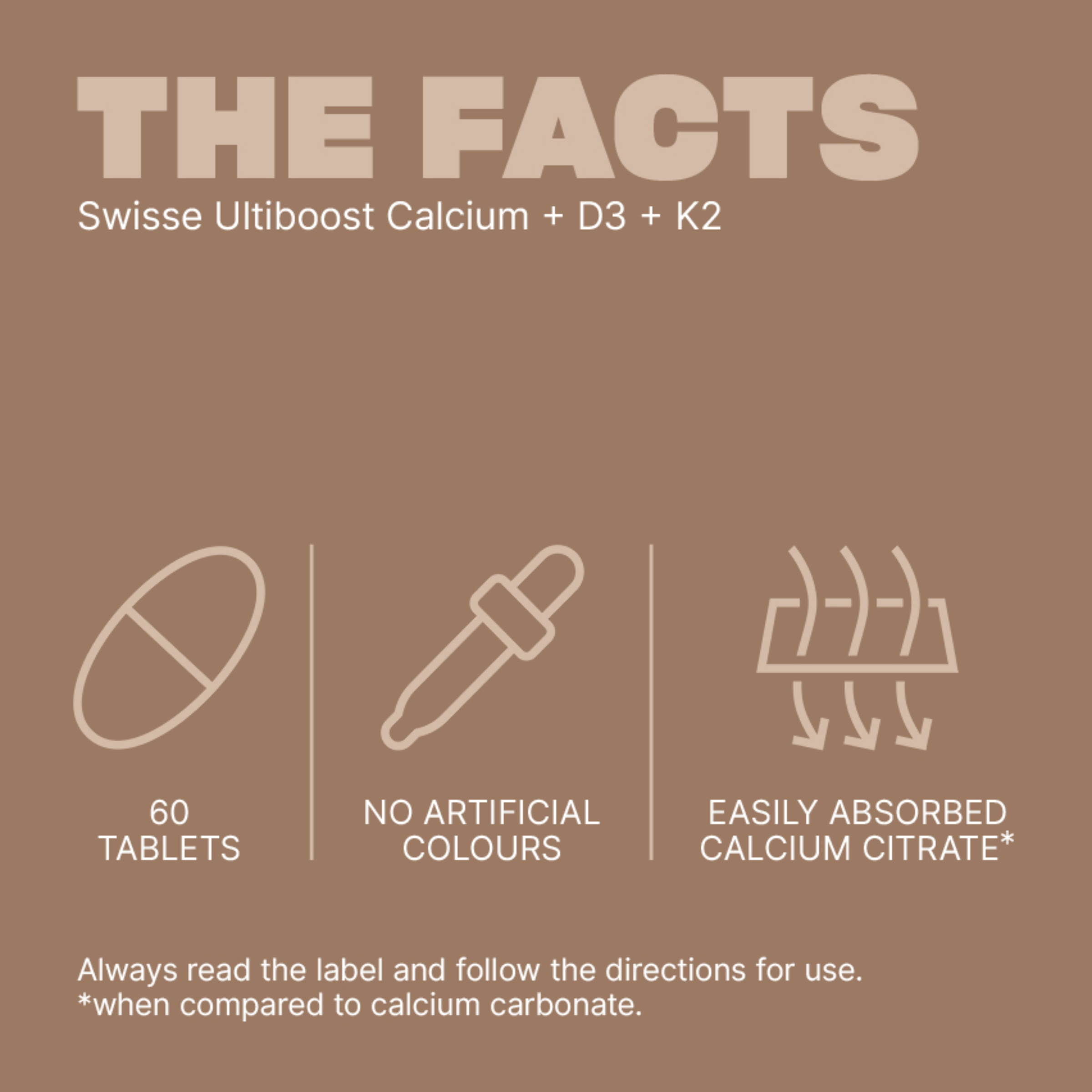 SWISSE ULTIBOOST CALCIUM + D3 + K2 60 TABLETS - Image 6
