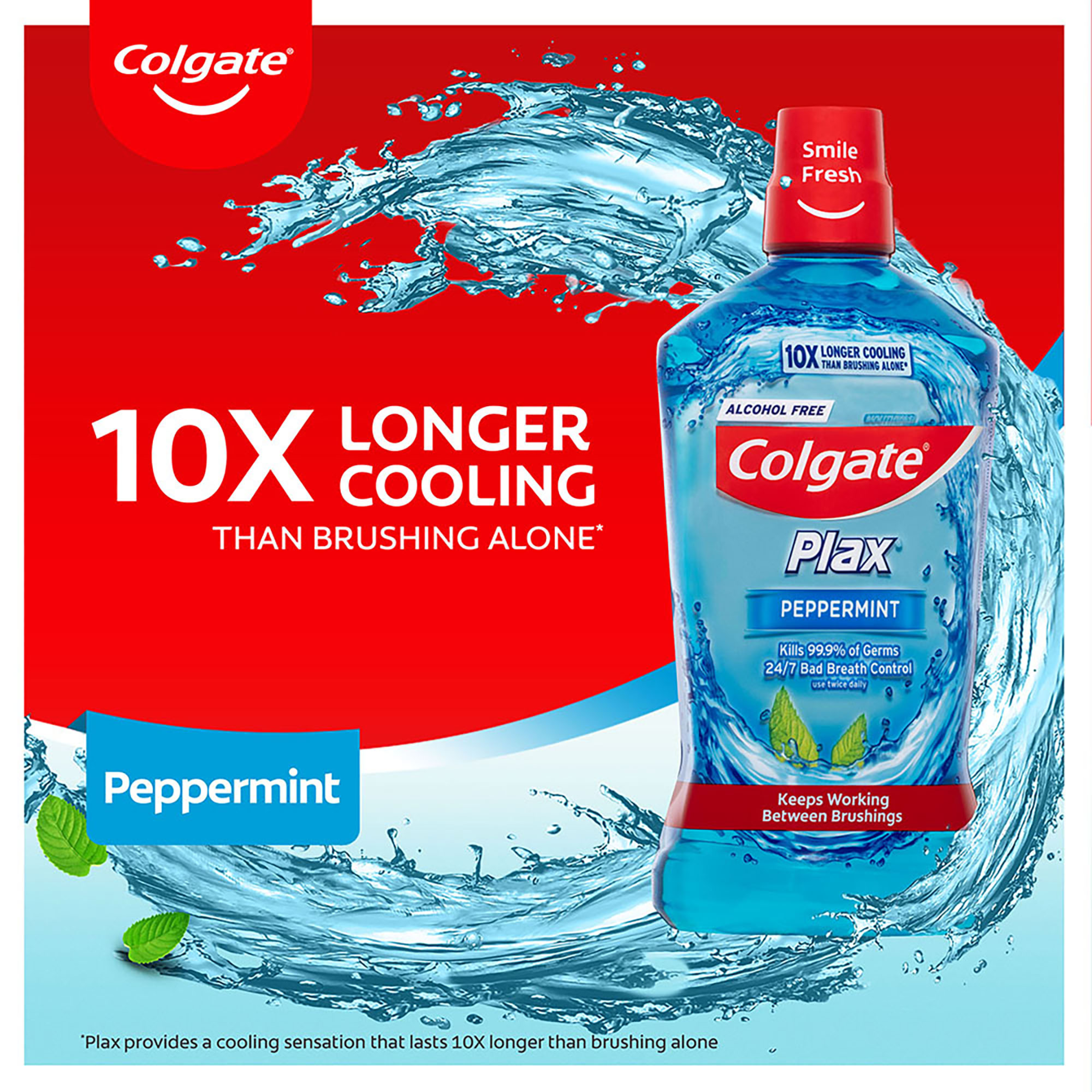 COLGATE MOUTHWASH PLAX ALCOHOL FREE PEPPERMINT 1 LITRE - Image 4