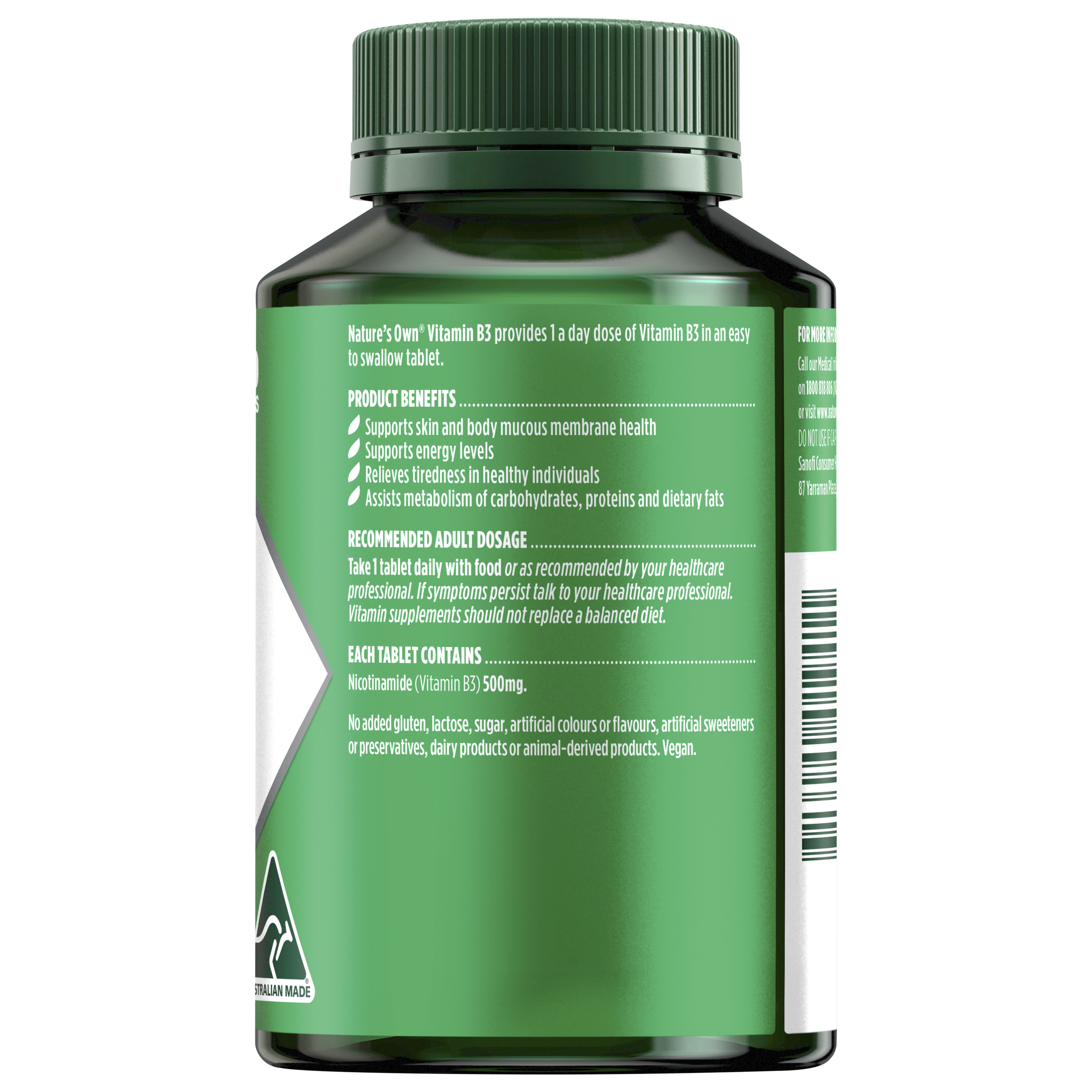 NATURES OWN VITAMIN B3 500MG 120 TABLETS - Image 2