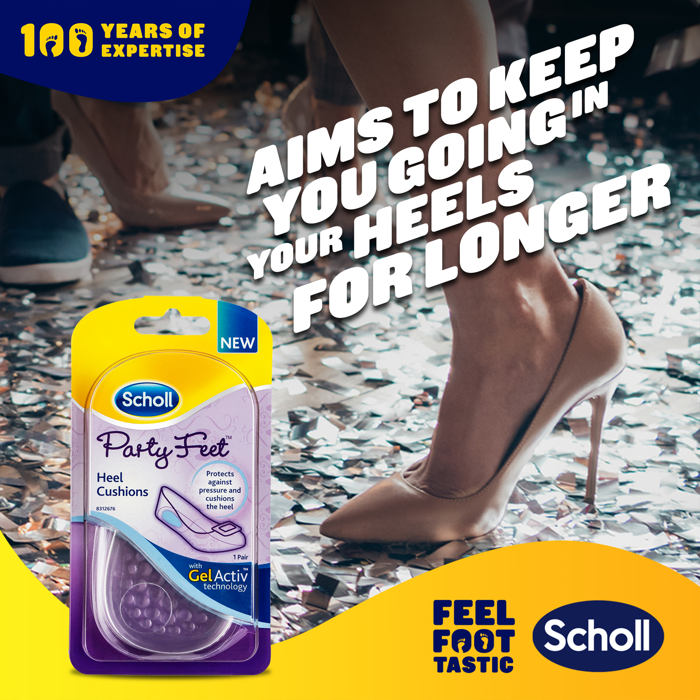 SCHOLL PARTY FEET GEL HEEL CUSHIONS 1 PAIR - Image 2