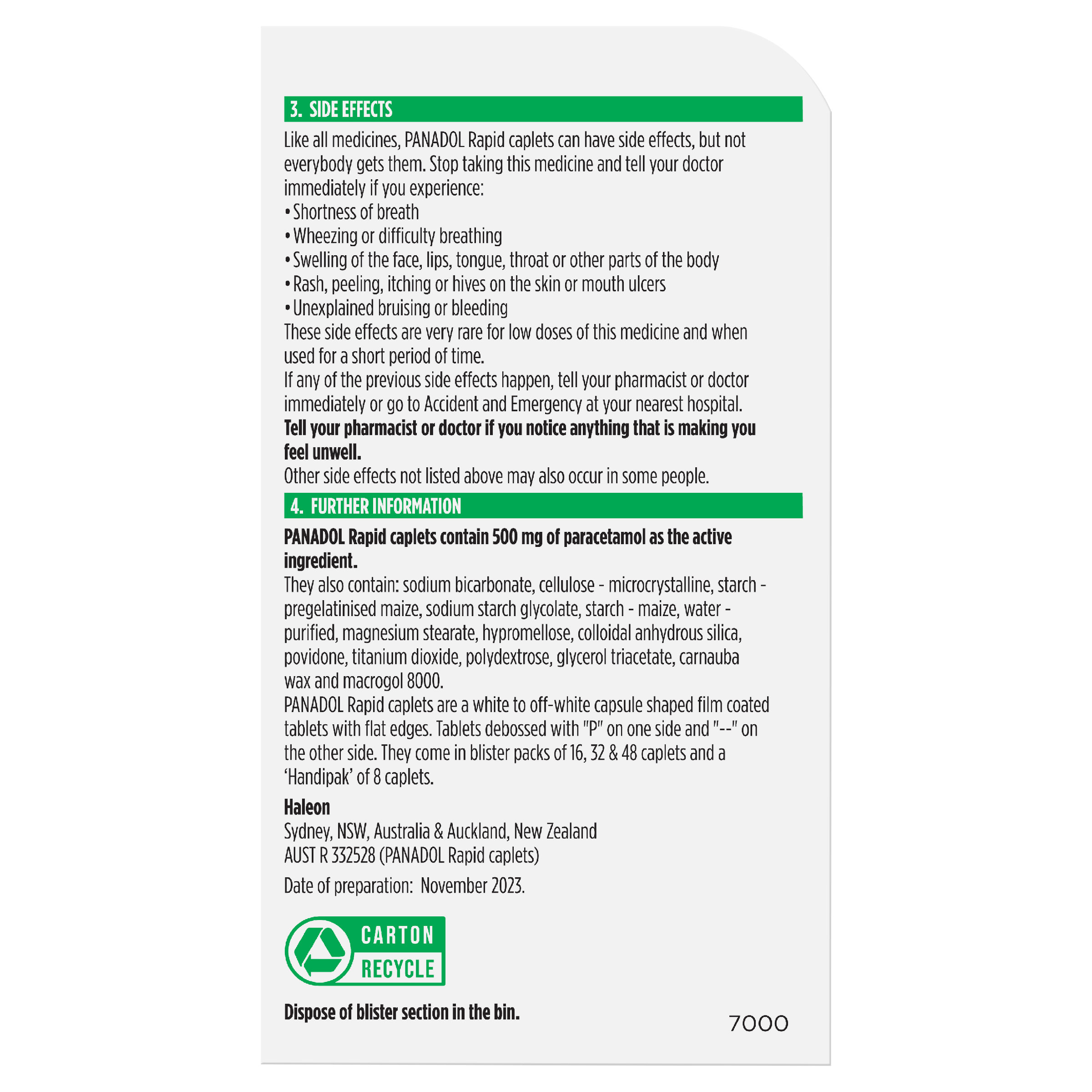 PANADOL RAPID 500MG 8 CAPLETS - Image 6
