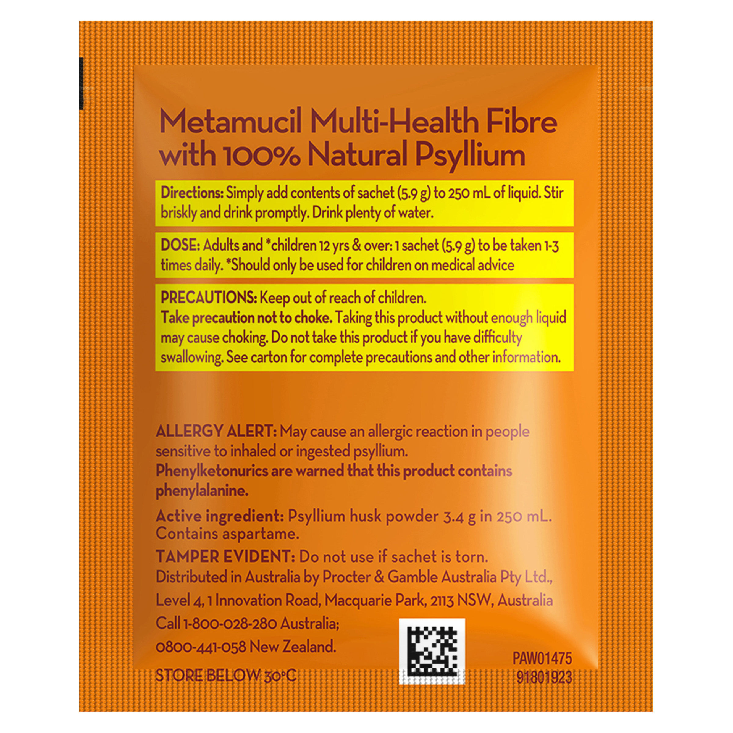 METAMUCIL ORANGE SMOOTH 5.9G SACHETS 30 PACK - Image 7
