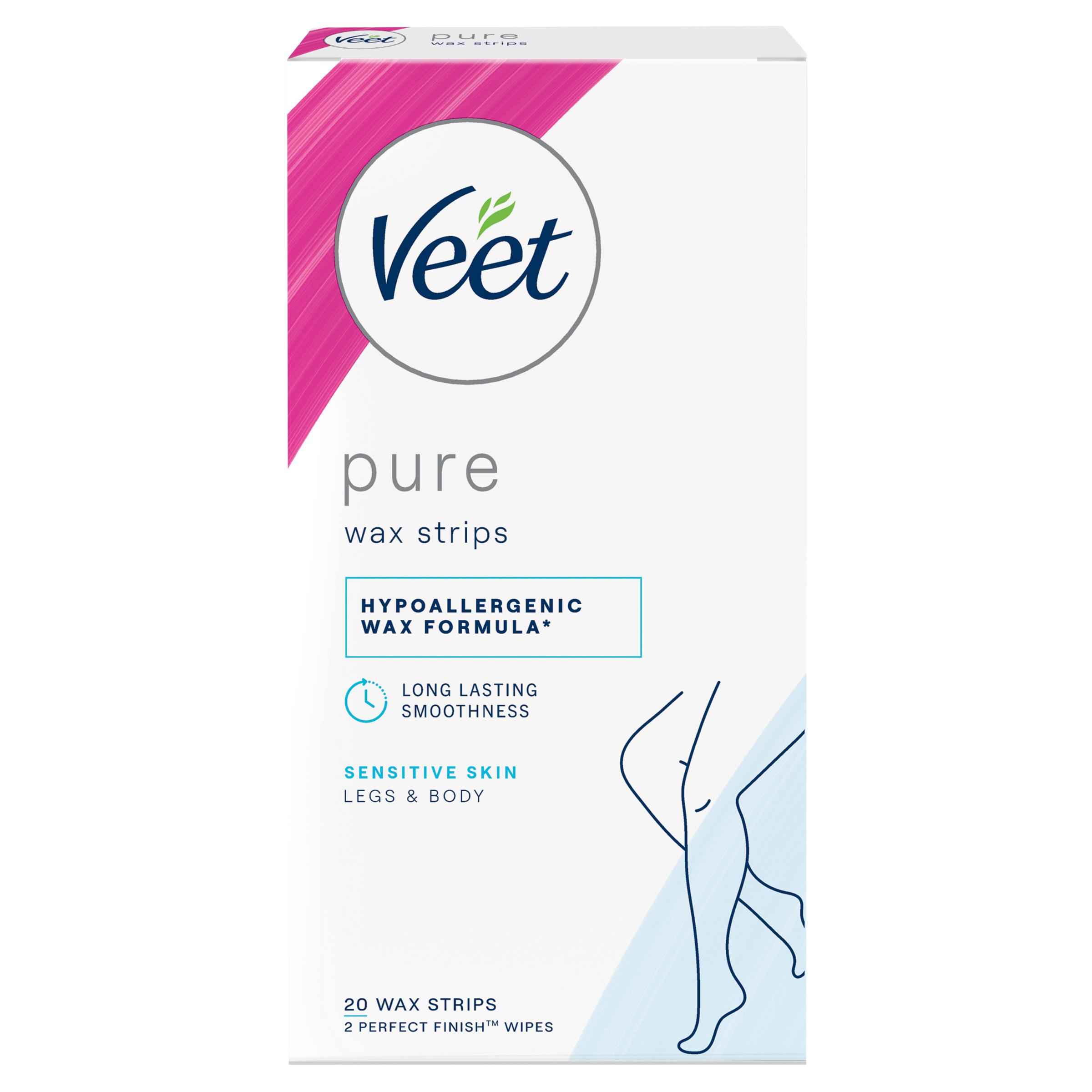 VEET PURE COLD WAX STRIPS LEGS & BODY SENSITIVE SKIN 20 PACK - Image 2