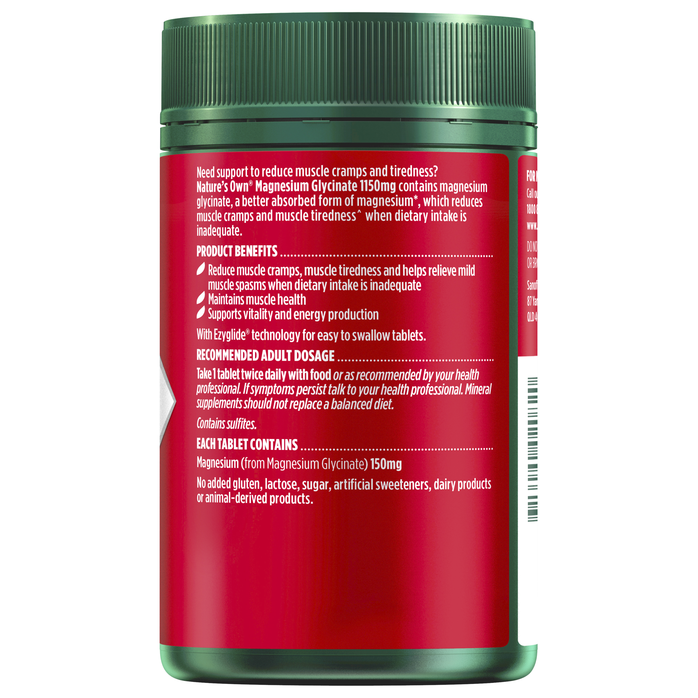 NATURES OWN MAGNESIUM GLYCINATE 1150MG 200 TABLETS - Image 2