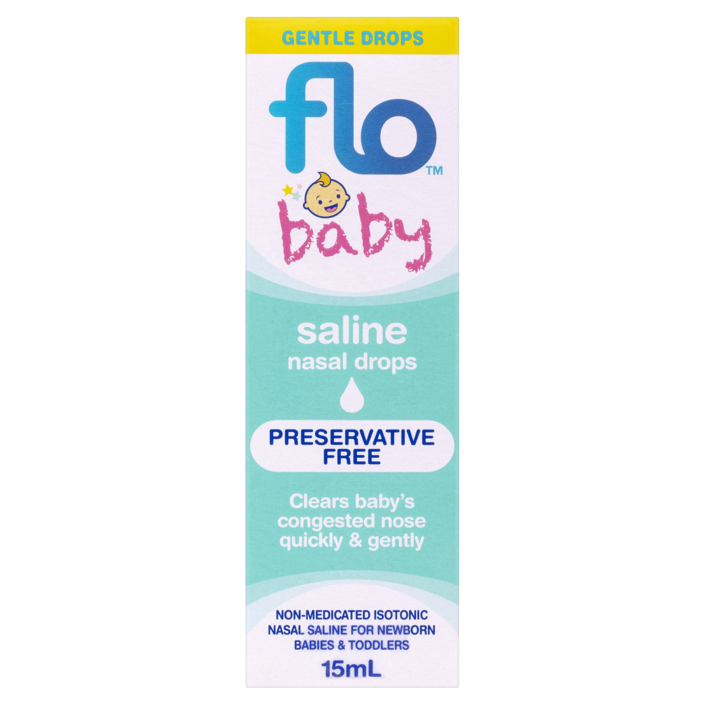 FLO BABY SALINE NASAL DROPS 15ML - Image 2