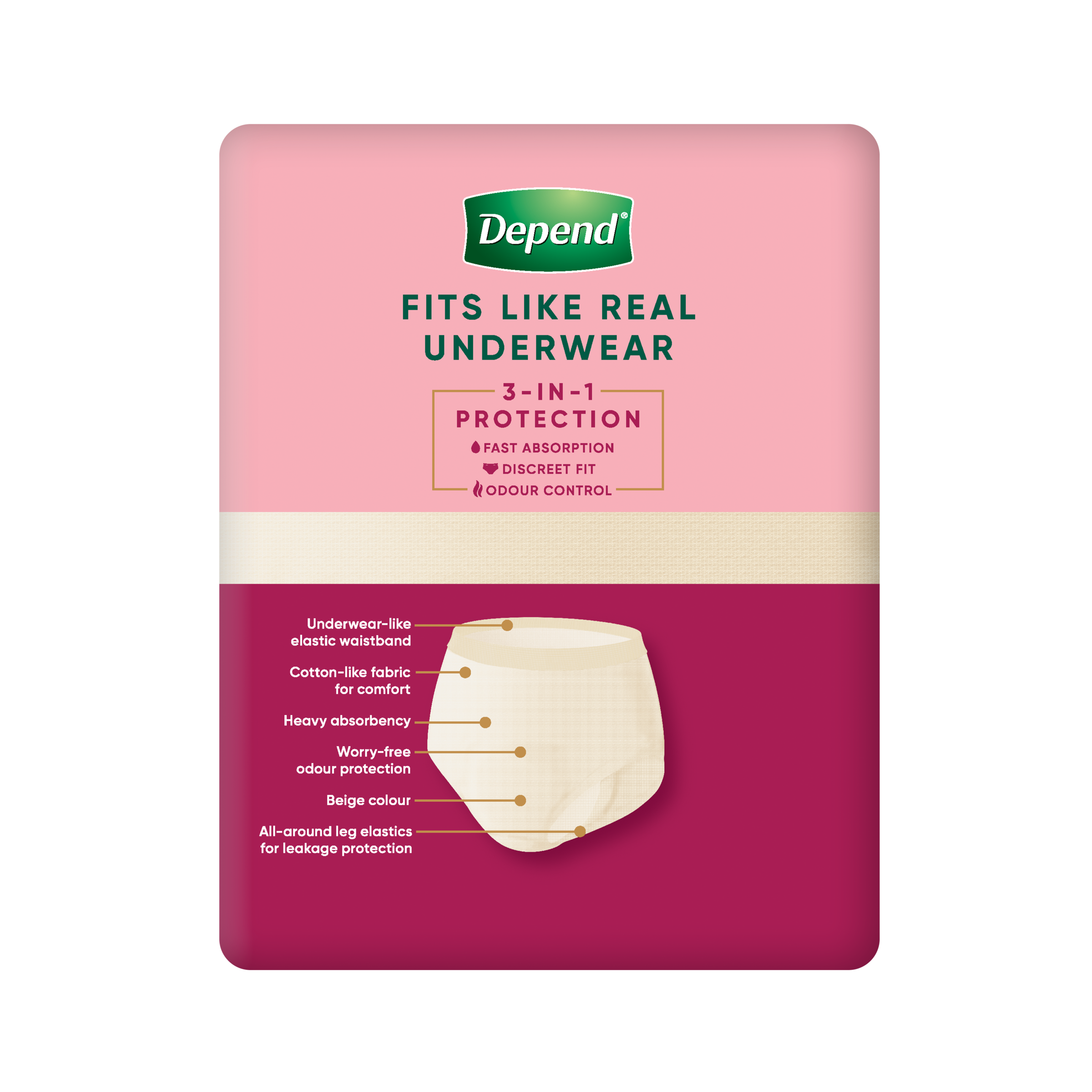 DEPEND WOMEN REAL FIT UNDERWEAR REGULAR 7D LARGE 8 PACK - Image 4