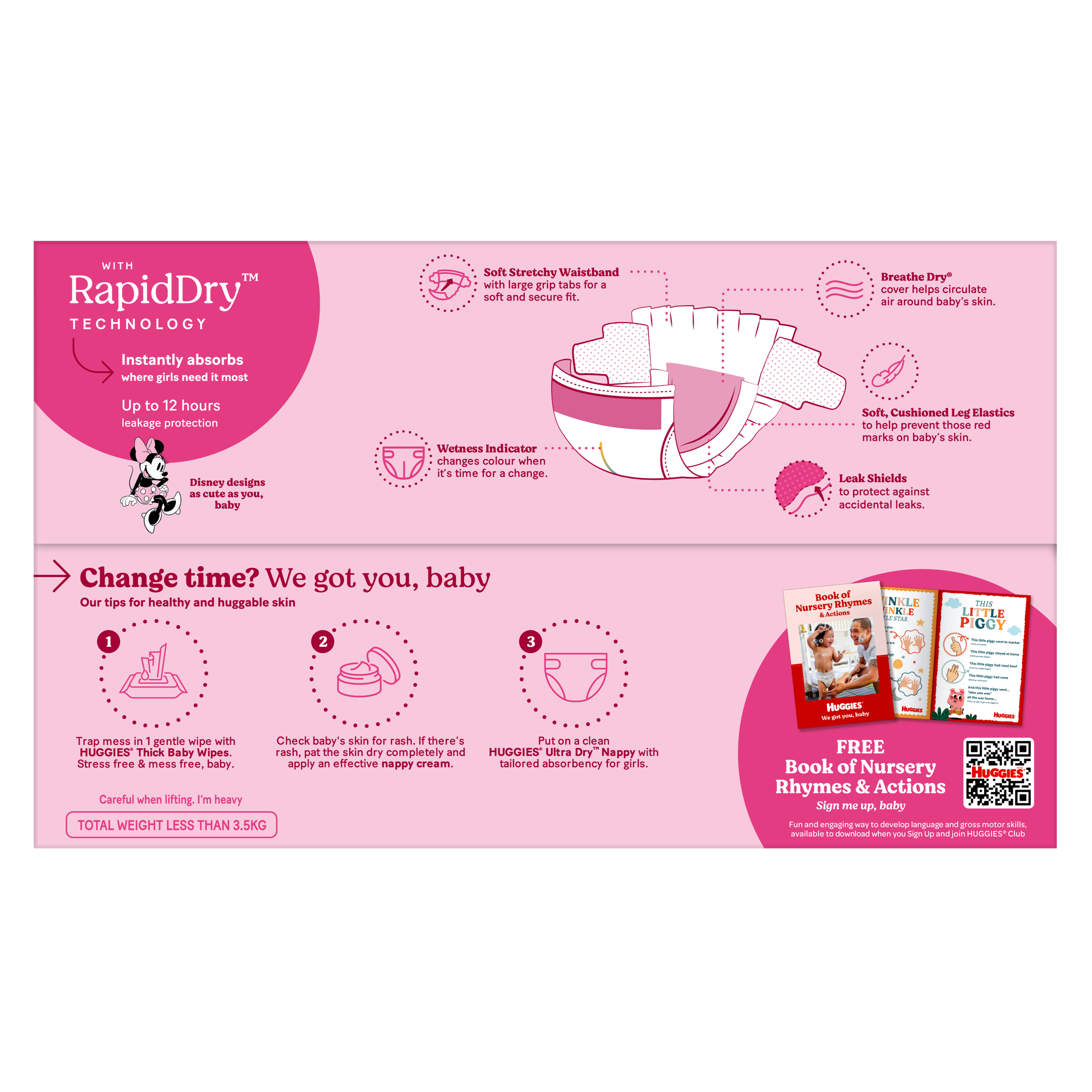 HUGGIES JUMBO ULTRADRY NAPPIES TODDLER GIRL 72 PACK - Image 5