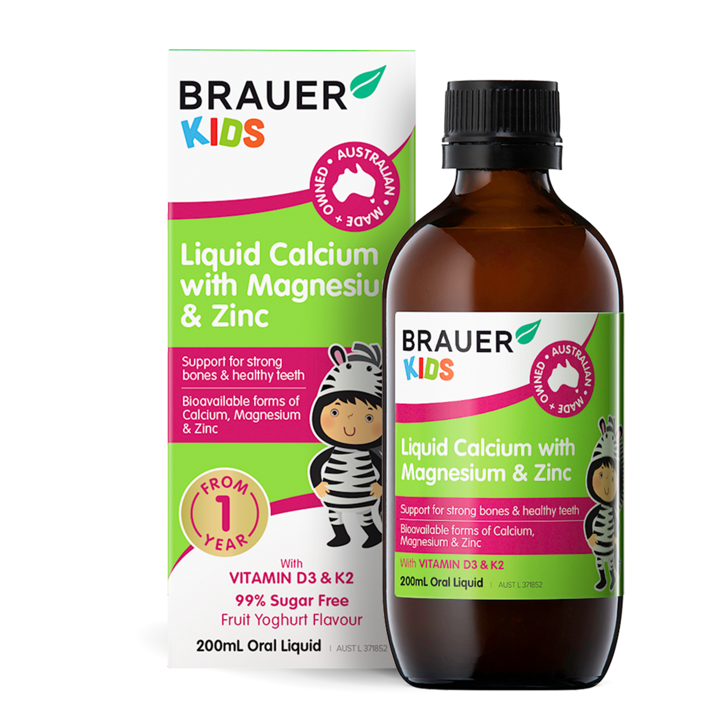 BRAUER KIDS LIQUID CALCIUM + MAGNESIUM & ZINC LIQUID 200ML - Image 2