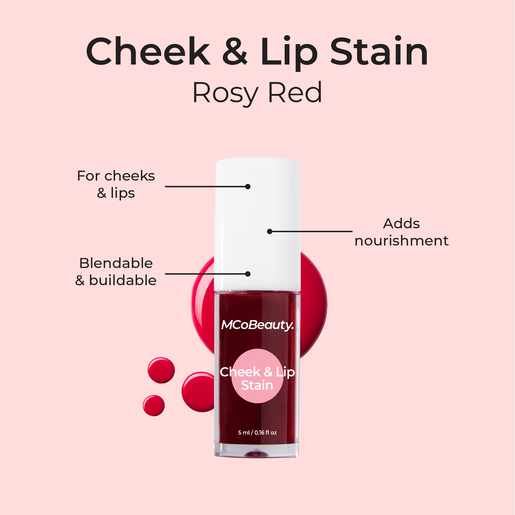 MCO BEAUTY CHEEK & LIP STAIN 2-IN-1 ROSY RED 5ML - Image 3