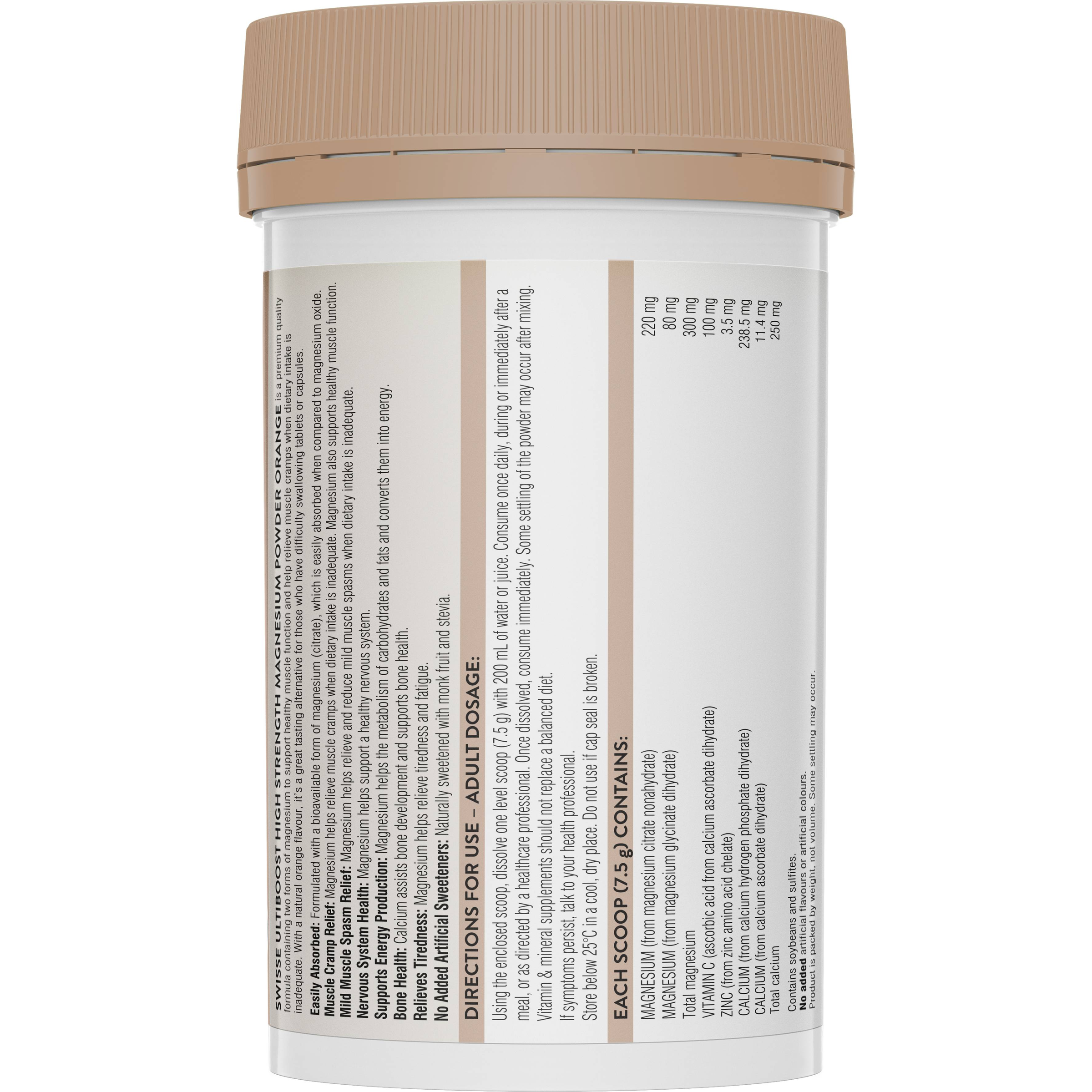 SWISSE ULTIBOOST HIGH STRENGTH MAGNESIUM ORANGE POWDER 180G - Image 2
