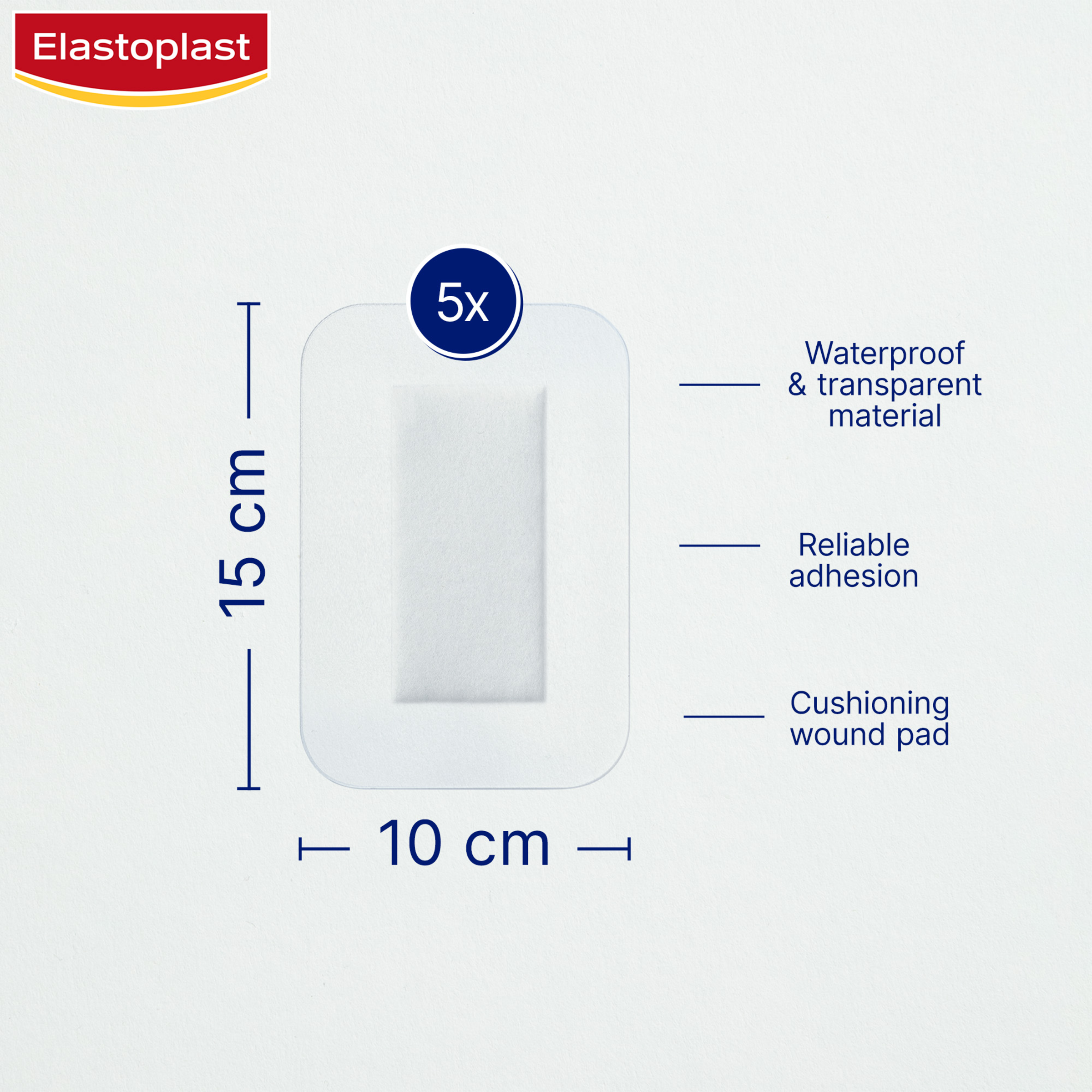 ELASTOPLAST WATERPROOF 3XL DRESSING 10CM X 15CM 5 PACK - Image 3