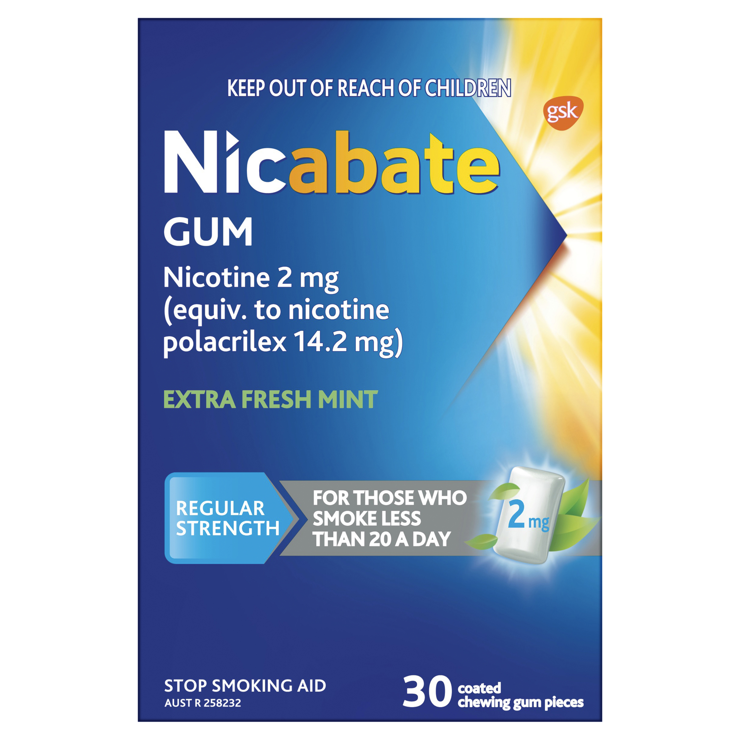 NICABATE EXTRA FRESH 2MG GUM 30 PACK - Image 2