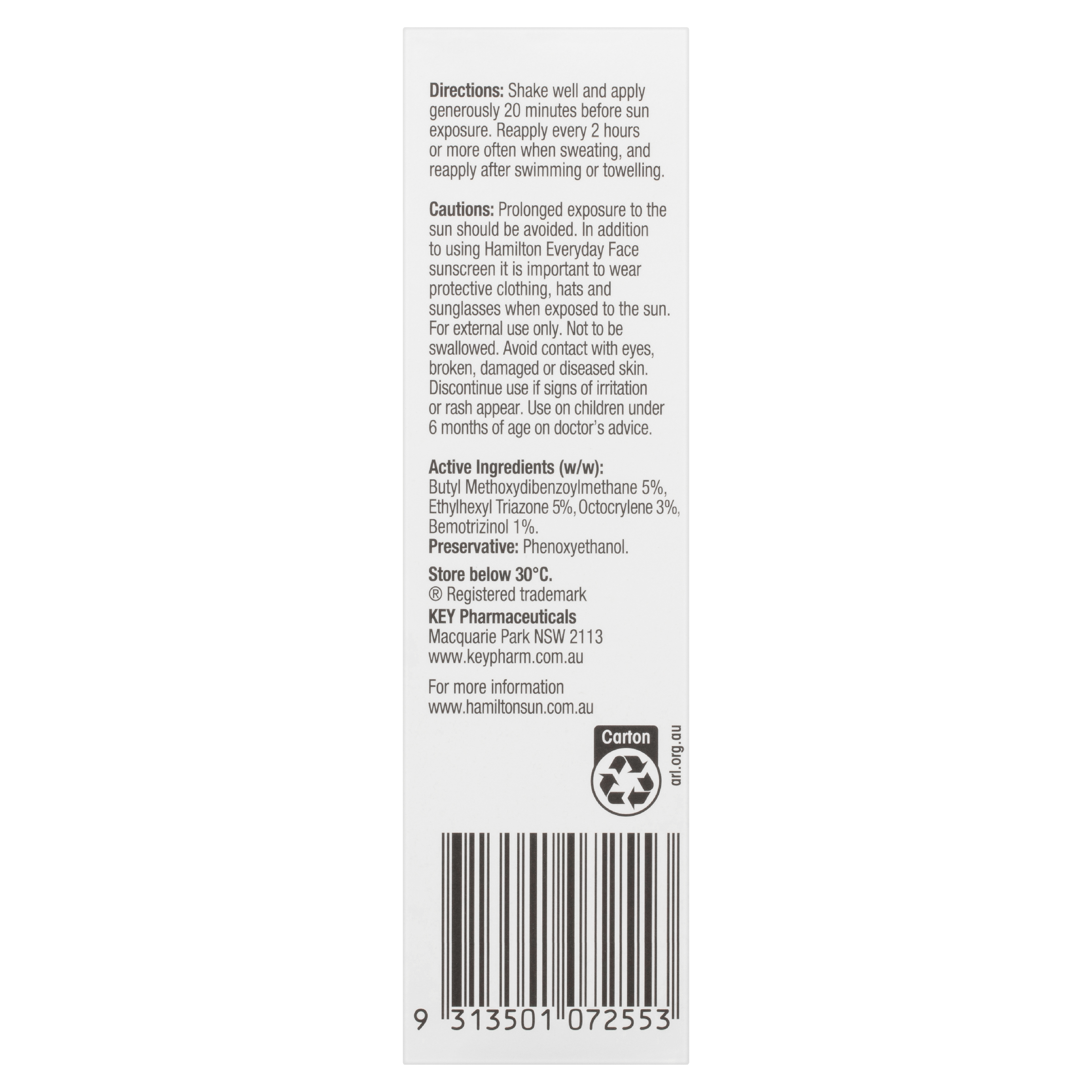 HAMILTON EVERY DAY FACE SUNSCREEN LOTION SPF50+ 75G - Image 6