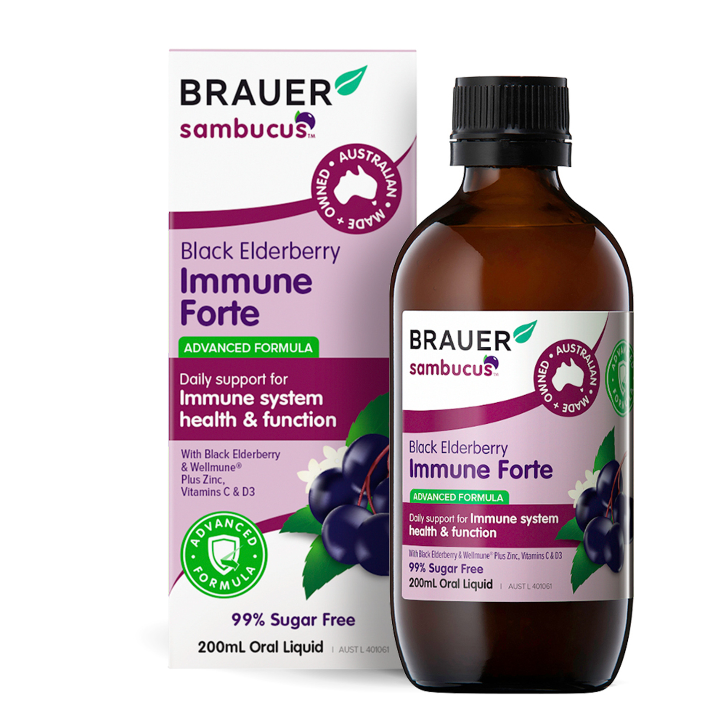 BRAUER SAMBUCUS IMMUNE PLUS ADULT LIQUID 200ML - Image 2